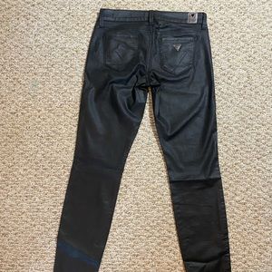 Black leather Guess skinny Jeans